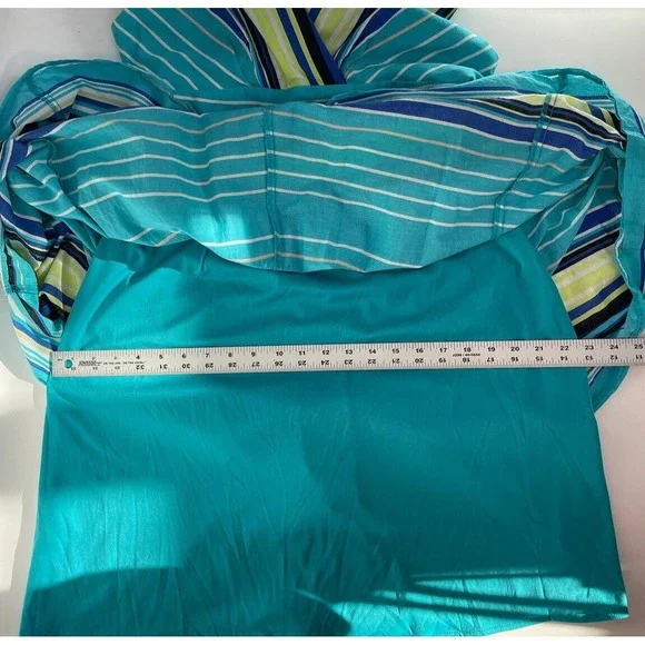 Dressbarn Tank Dress Womens Blue Green Lined Striped V Neck Dress Size 10 - Picture 8 of 10